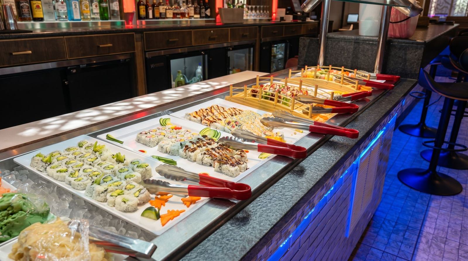 The sushi bar on the buffet line at Golden Palace Buffet