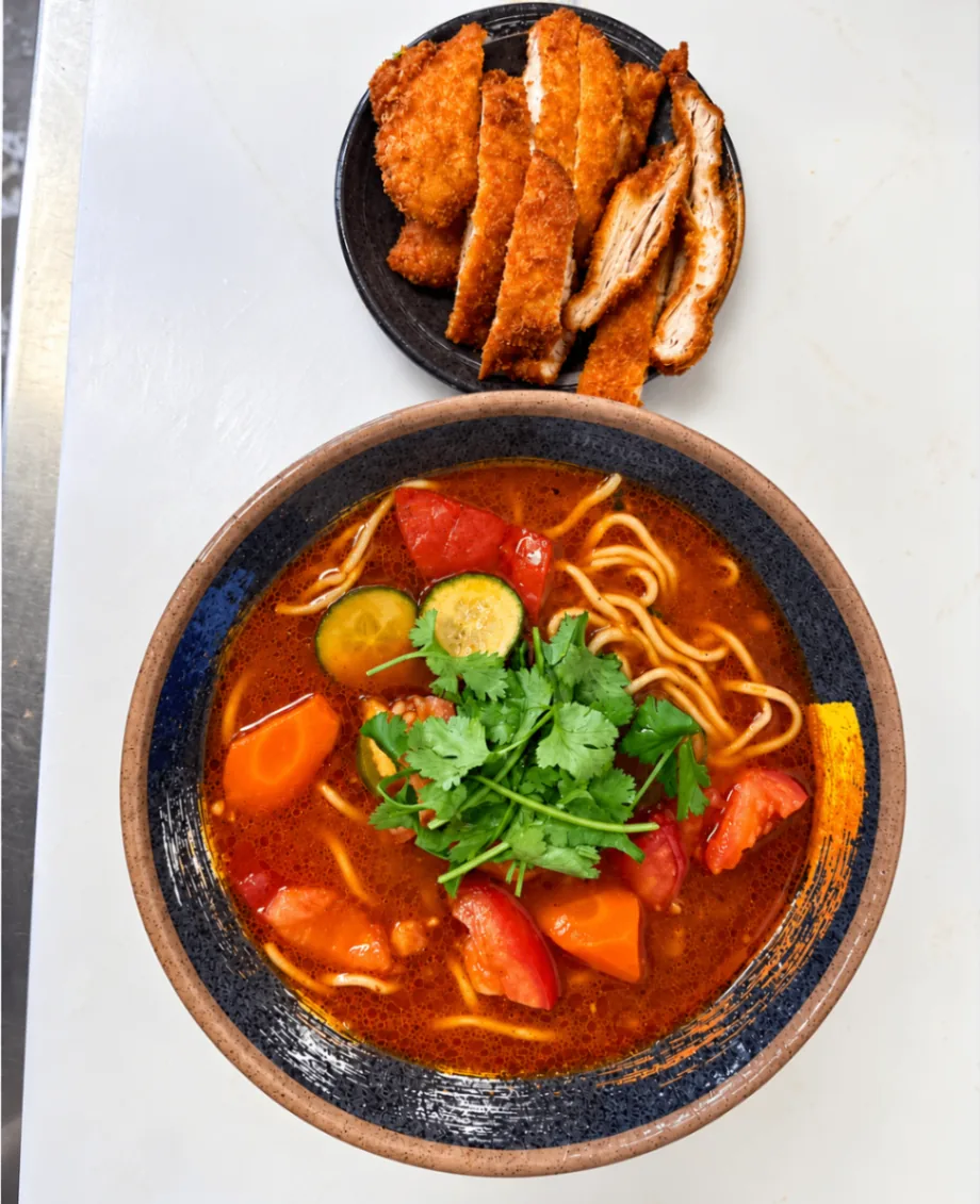 Tomato Crispy Chicken Noodle Soup