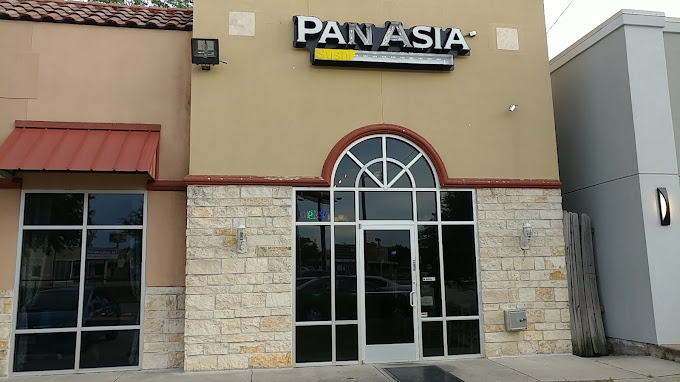 Street-facing entrance at 5913 Donnelly Ave #121 in Fort Worth, with the PAN ASIA sign