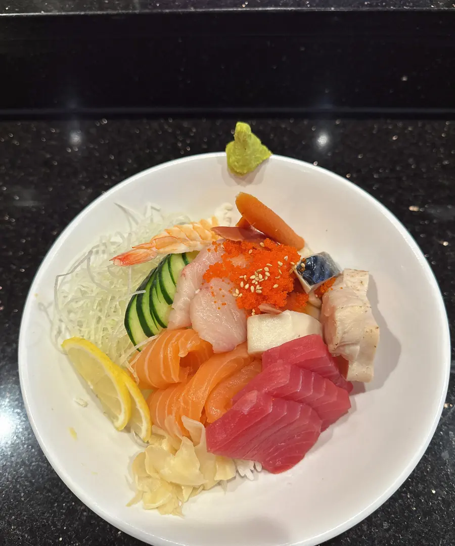 Assorted sashimi bowl on the sushi bar