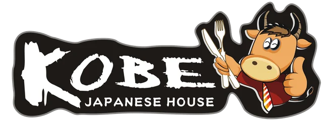 Kobe Japanese House logo: the Kobe cow with a knife and fork