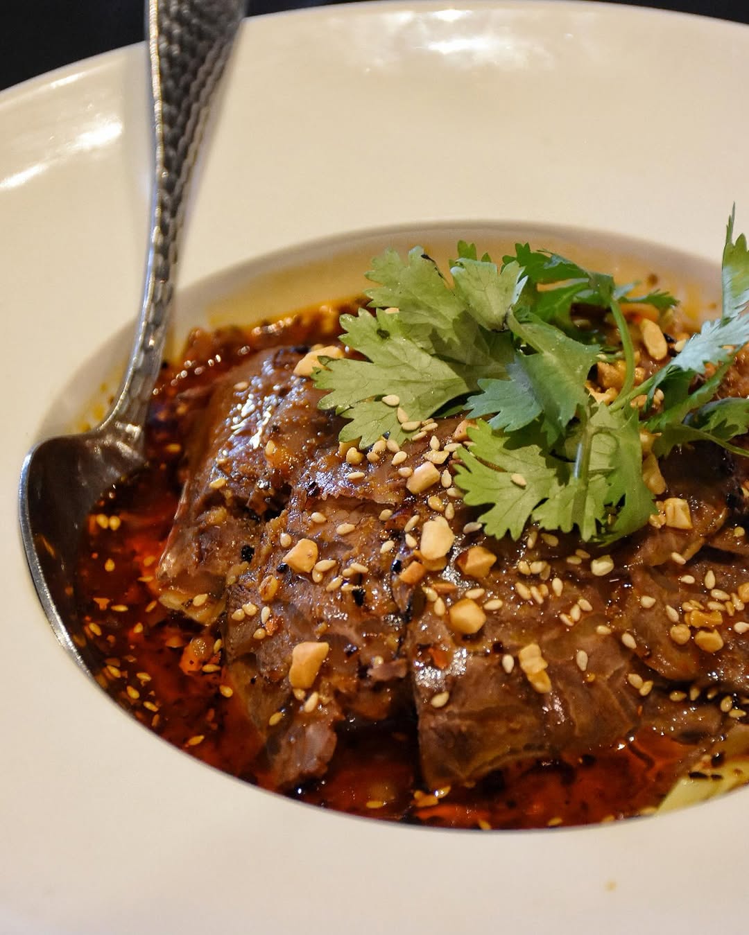 Sliced beef in Sichuan chili oil