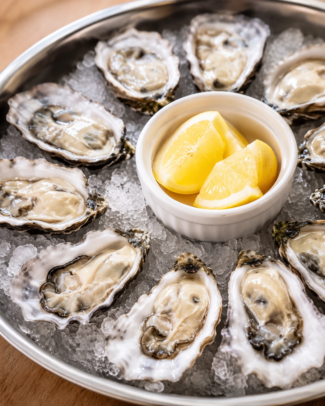 Oysters on the half shell with lemon