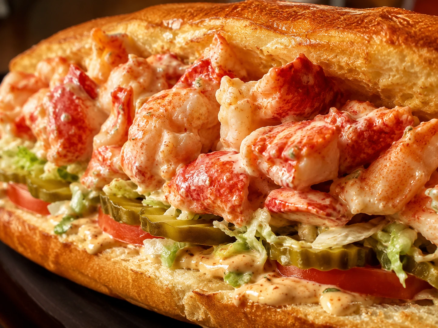 A buttery lobster roll packed with tender lobster meat