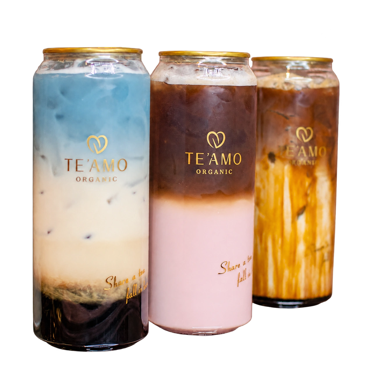Three TE’AMO layered espresso drinks