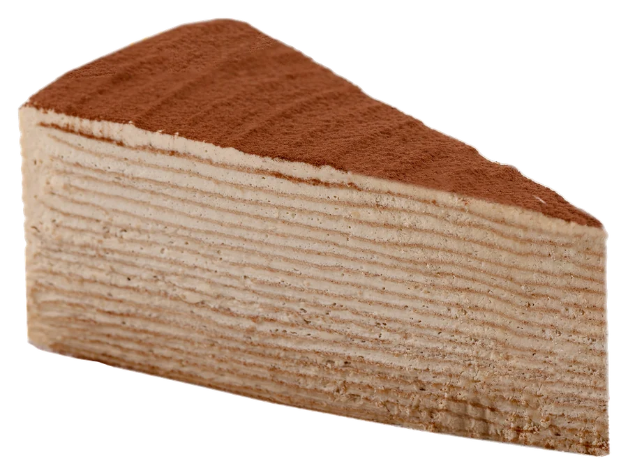 A slice of TE’AMO Tiramisu Mille Crêpe